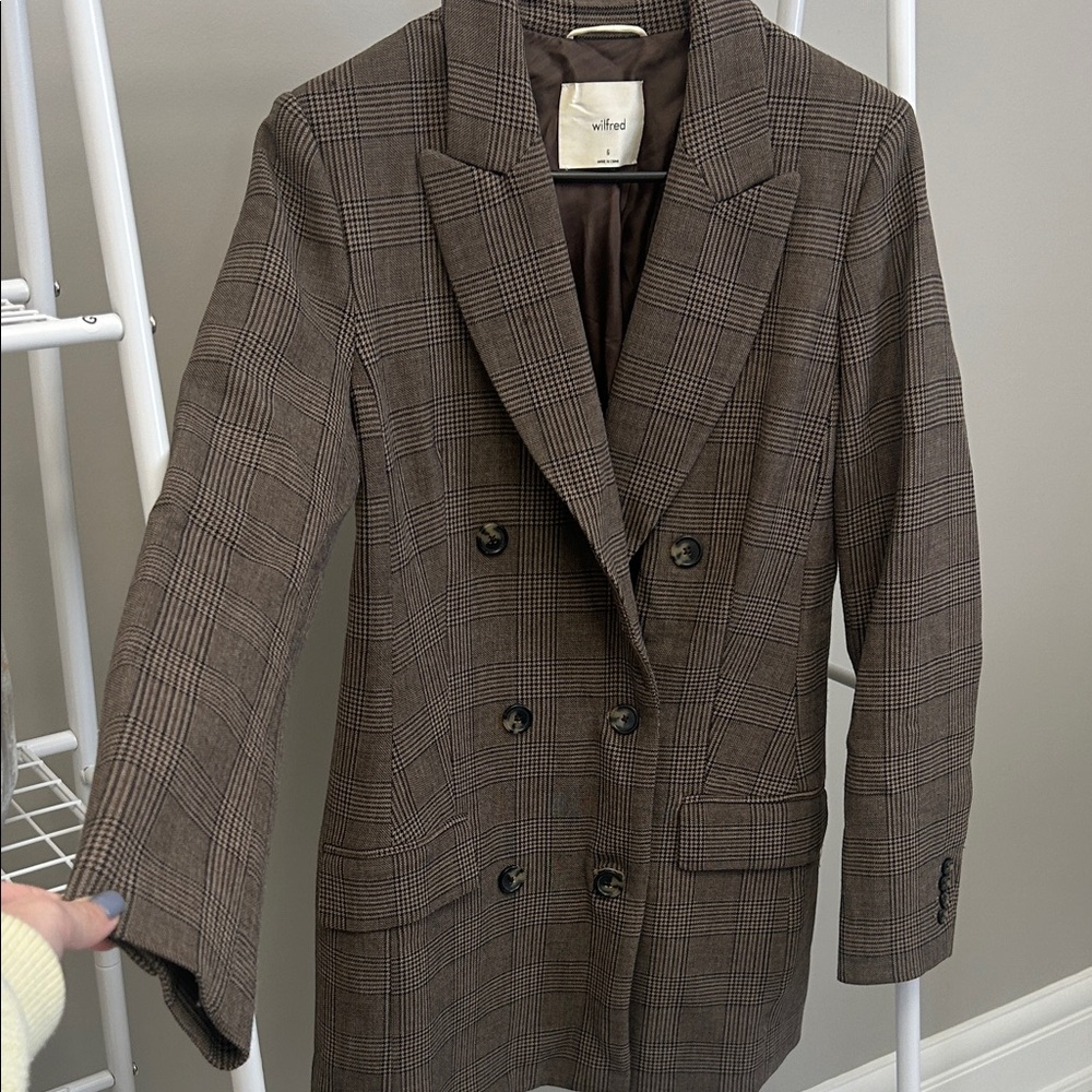 Aritzia Brown Plaid Blazer